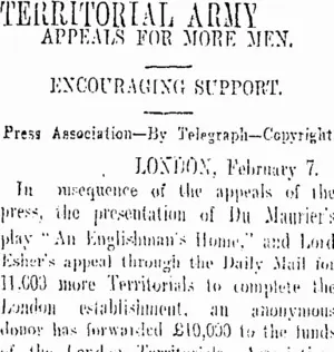 TERRITORIAL ARMY (Otago Daily Times 9-2-1909)