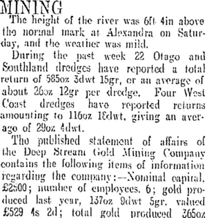 MINING. (Otago Daily Times 15-2-1909)