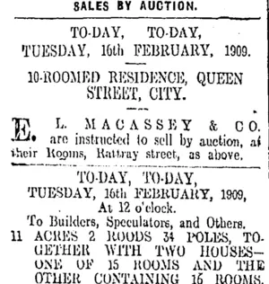 Page 12 Advertisements Column 1 (Otago Daily Times 16-2-1909)