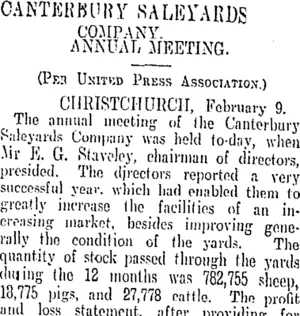 CANTERBURY SALEYARDS COMPANY. (Otago Daily Times 10-2-1909)