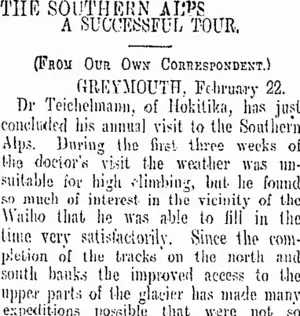THE SOUTHERN ALPS. (Otago Daily Times 23-2-1909)