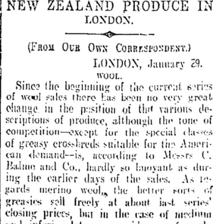 NEW ZEALAND PRODUCE IN LONDON. (Otago Daily Times 13-3-1909)