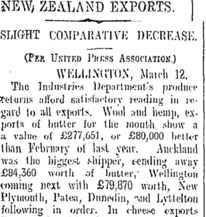 NEW ZEALAND EXPORTS. (Otago Daily Times 13-3-1909)