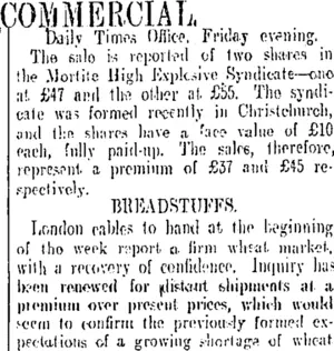 COMMERCIAL. (Otago Daily Times 27-3-1909)