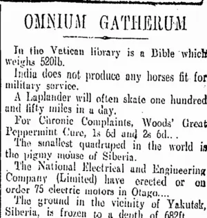 OMNIUM GATHERUM (Otago Daily Times 2-4-1909)