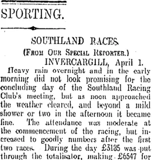 SPORTING. (Otago Daily Times 2-4-1909)