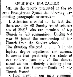 RELIGIOUS EDUCATION (Otago Daily Times 26-4-1909)