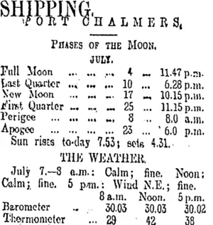 SHIPPING. (Otago Daily Times 8-7-1909)