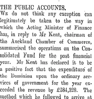 THE PUBLIC ACCOUNTS. (Otago Daily Times 14-7-1909)