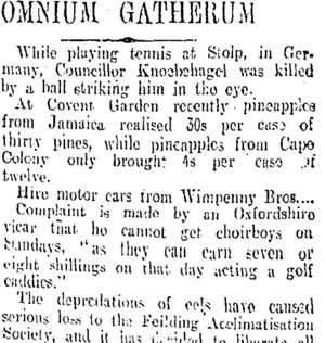 OMNIUM GATHERUM (Otago Daily Times 21-7-1909)