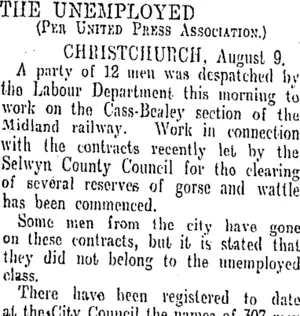 THE UNEMPLOYED (Otago Daily Times 10-8-1909)