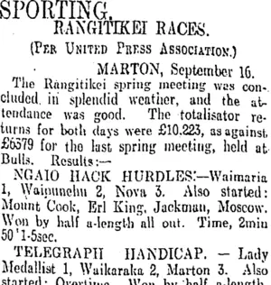 SPORTING. (Otago Daily Times 18-9-1909)