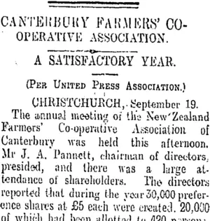 CANTERBURY FARMERSS' COOPERATIVE ASSOCIATION. (Otago Daily Times 20-9-1909)