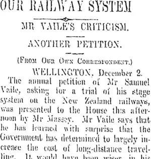 OUR RAILWAY SYSTEM (Otago Daily Times 4-12-1909)
