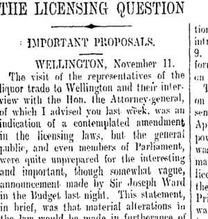 THE LICENSING QUESTION (Otago Daily Times 6-12-1909)