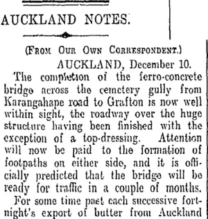 AUCKLAND NOTES. (Otago Daily Times 11-12-1909)