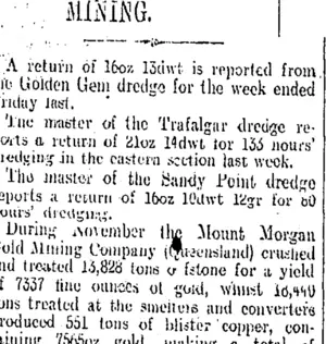 MINING. (Otago Daily Times 30-12-1909)