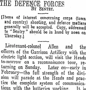 THE DEFENCE FORCES. (Otago Daily Times 7-1-1910)