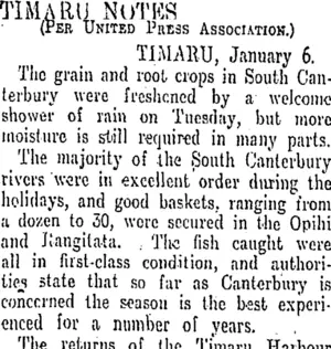TIMARU NOTES (Otago Daily Times 7-1-1910)