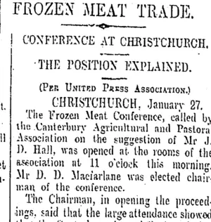 FROZEN MEAT TRADE. (Otago Daily Times 28-1-1910)