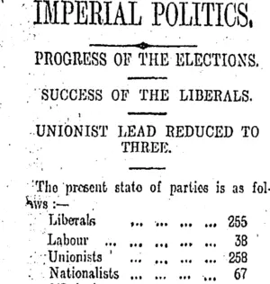 IMPERIAL POLITICS. (Otago Daily Times 29-1-1910)
