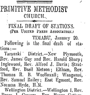PRIMITIVE METHODIST CHURCH. (Otago Daily Times 21-1-1910)