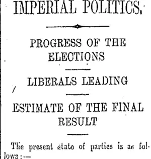 IMPERIAL POLITICS. (Otago Daily Times 1-2-1910)