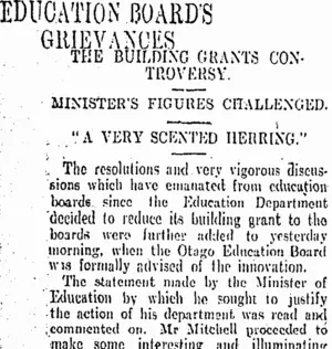 EDUCATION BOARD'S GRIEVANCES (Otago Daily Times 17-2-1910)