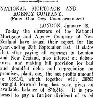NATIONAL MORTGAGE AND AGENCY COMPANY. (Otago Daily Times 10-3-1910)