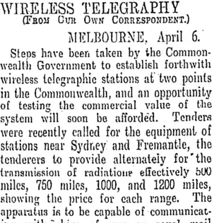 WIRELESS TELEGRAPHY. (Otago Daily Times 16-4-1910)