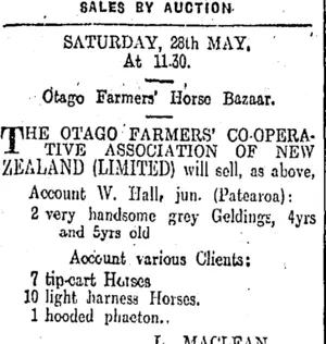Page 12 Advertisements Column 2 (Otago Daily Times 26-5-1910)