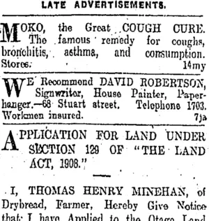 Page 6 Advertisements Column 2 (Otago Daily Times 7-6-1910)