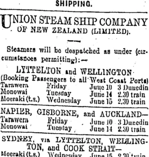 Page 1 Advertisements Column 2 (Otago Daily Times 8-6-1910)