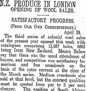 N.Z. PRODUCE IN LONDON. (Otago Daily Times 9-6-1910)