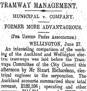 TRAMWAY MANAGEMENT. (Otago Daily Times 28-6-1910)