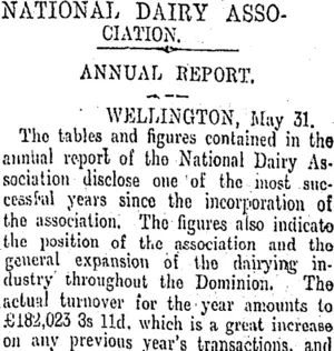 NATIONAL DAIRY ASSOCIATION. (Otago Daily Times 20-6-1910)