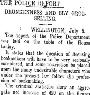 THE POLICE REPORT. (Otago Daily Times 18-7-1910)