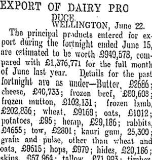 EXPORT OF DAIRY PRODUCE. (Otago Daily Times 18-7-1910)