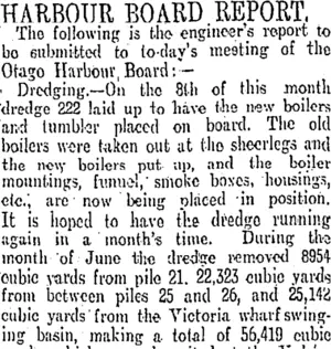 HARBOUR BOARD REPORT. (Otago Daily Times 28-7-1910)