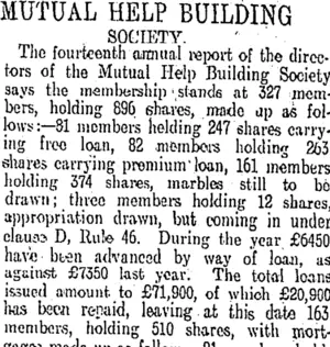 MUTUAL HELP BUILDING SOCIETY. (Otago Daily Times 23-7-1910)