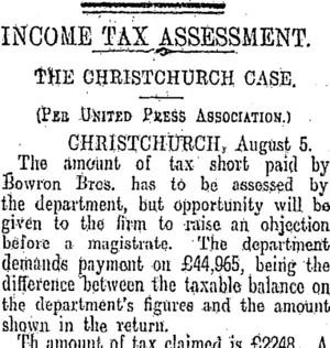 INCOME TAX ASSESSMENT. (Otago Daily Times 6-8-1910)