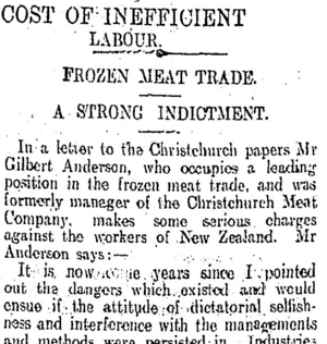 COST OF INEFFICIENT LABOUR. (Otago Daily Times 1-9-1910)
