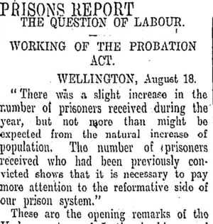 PRISONS REPORT (Otago Daily Times 12-9-1910)