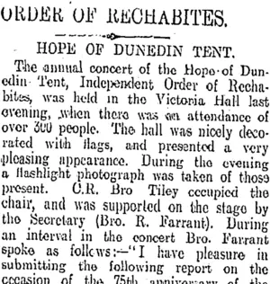 ORDER OF RECHABITES. (Otago Daily Times 23-9-1910)