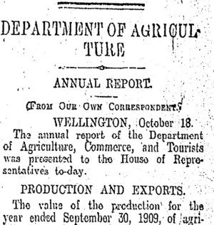 DEPARTMENT OP AGRICULTURE. (Otago Daily Times 19-10-1910)