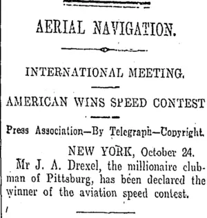 AERIAL NAVIGATION. (Otago Daily Times 26-10-1910)