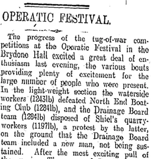 OPERATIC FESTIVAL. (Otago Daily Times 12-11-1910)