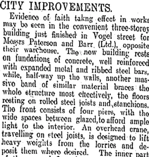 CITY IMPROVEMENTS. (Otago Daily Times 7-12-1910)