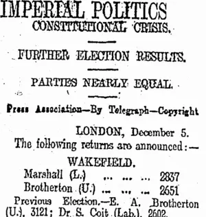 IMPERIAL POLITICS (Otago Daily Times 7-12-1910)