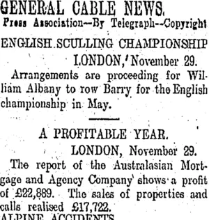GENERAL CABLE NEWS. (Otago Daily Times 1-12-1910)